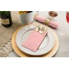 50-Pack Disposable Linen-Feel Dinner Napkins with Built-in Flatware Pocket, PINK
