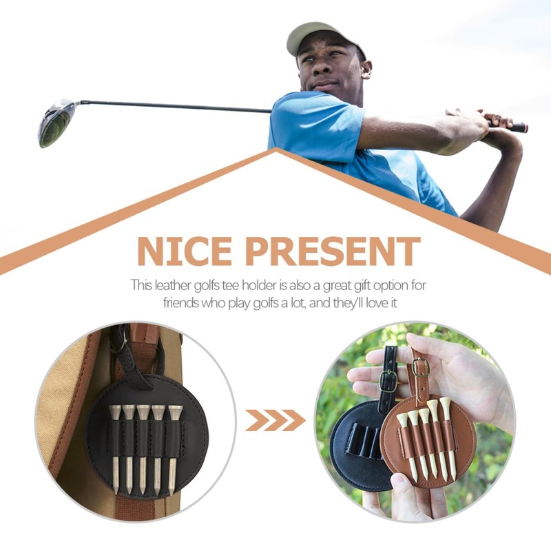 GRIRIW Portable Golf Tee Holder Keychain Golf Accessories Sturdy PU