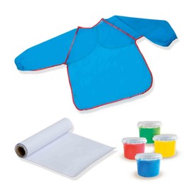 SES Creative 14449 - My First - Fingerpaint Set with Apron, 4 Bright Paint Colours, Easily Washable, for Children from 1 Year Old