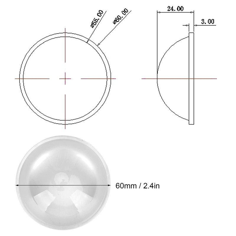 Convex Glass Lens, Stable Performance LED Optics Lens Easy Installation
