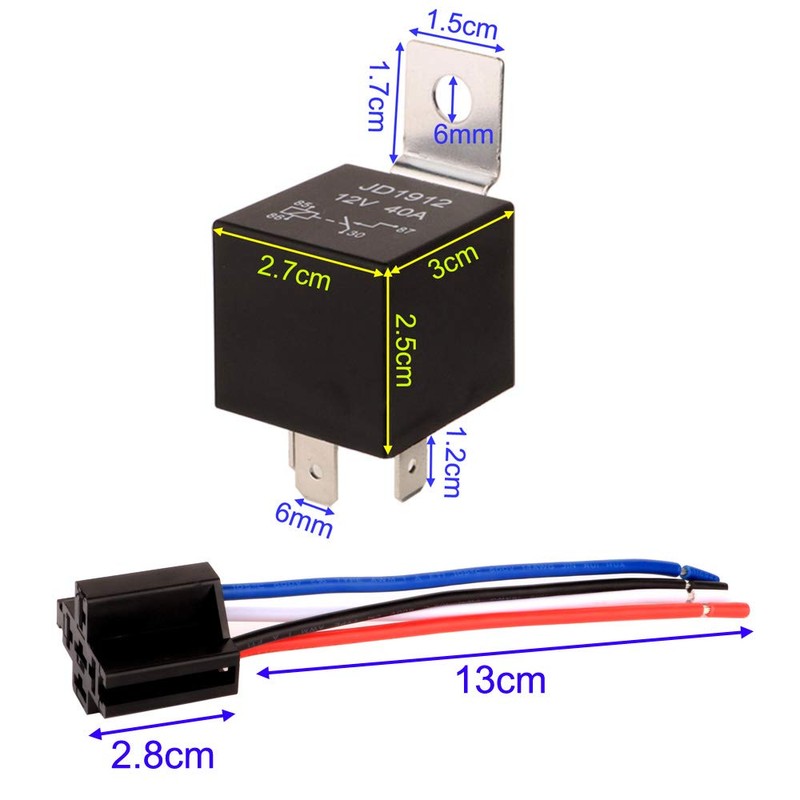 Kiligen 5pcs JD1912 4 Pole Relay Car DC12V 40A 12AWG