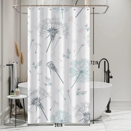 Ruelvth Stall Shower Curtain, Green and Grey Dandelion Shower Curtain for Bathroom Waterproof Fabric Spring RV Shower Curtain Set with Hooks, 36x72 Inch