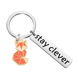 Gzrlry Stay Clever Fox Keychain Fox Charm Keychain Foxes Gifts Fox Things for Fox Lovers Fox Spirit Gift Fox Themed Gifts (Fox Keychain)