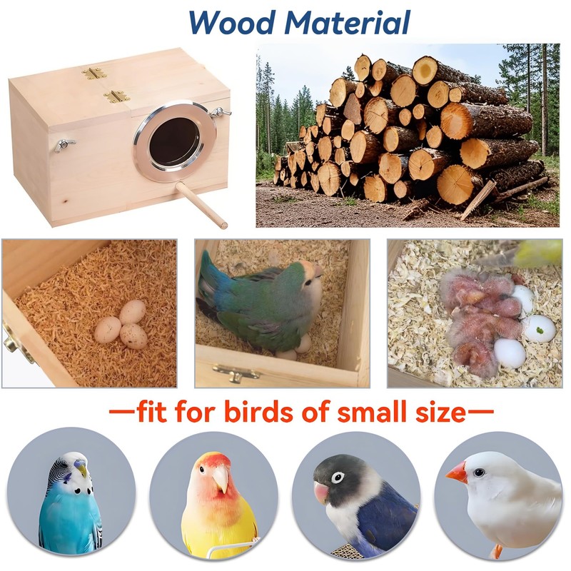 JSLZF Bird Nest, Parakeet Nest Box, Bird Breeding Box with