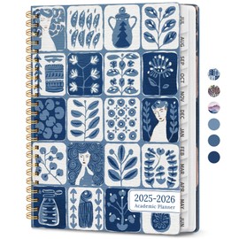 Planner 2025-2026, Academic Year Monthly and Weekly Calendar Planner, Jul 2025 - Jun 2026, Hardcover Teacher Student Planning Agenda book with Tabs, Perfect for School Office Supplies , 6.3" x 8.5" - Blue Art