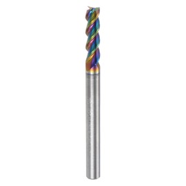 sourcing map Carbide Square End Mill, 1/8" Diameter Diamond-Like Carbon Coated 3 Flutes Milling Bit Cutter, for Aluminum Copper Non-Ferrous Metal, 1/8" Shank 1/2" Cut Length 1-1/2" Long HRC50