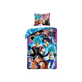 Halantex Dragonball Super Vegeta Duvet Cover with Blue Duvet Cover and Pillowcase - Multicoloured - 100% Cotton - 140 x 200 cm + 70 x 90 cm Multicoloured