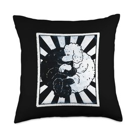 Yin Yang Poodle Dog Yin and Yang Funny Poodle Throw Pillow