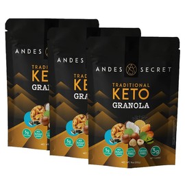 Andes Secret - Keto Nut Granola - Healthy Breakfast Cereal - Low Carb Snack Food - 3g Net Carbs - Gluten Free - Almonds, Hazelnuts, Coconut and more 3 Pack (11oz each)