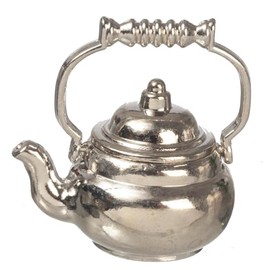 Melody Jane Dolls House Silver Kettle Old Fashioned Tea Pot Chrome Kitchen Accessory 1:12