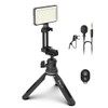 DigiPower Vlogging Kit Instructor mit LED Videoleuchte, Clip-on Lavalier Mikrofon,