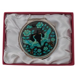 February Mountain Mother of Pearl Compact Mirror – Dual Magnification Gift for Women, Mom, Sister – Birthday or Christmas Idea (1, Midnight Cranes)