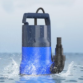 PANRANO Sump Pump, 1/5HP Submersible Clean Water Pump with 3 Adapters for Pool, Pond, Garden, Flooded Cellar and Irrigation