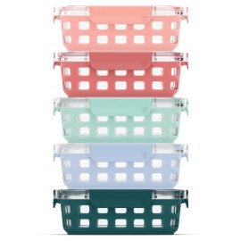 Ello Duraglass 3.4 Cup Meal Prep Sets 10Pc 5 Pack Set- Glass Food Storage Con...