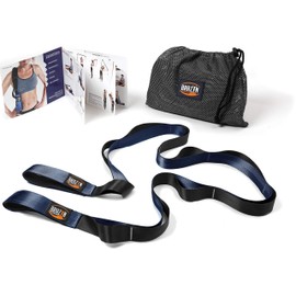 Brazyn - 12 Loop Mobility Stretching Band - Stretch Strap with Loops Physical Therapy Yoga Straps for Stretching Pilates Calf Stretcher Flexibility Running Dance Gymnastics with Travel Bag - Navy Blue