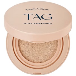 Too Cool for School Tag Velvet Cover Cushion 15g Nude Light, 2 pcs, . / 태그 벨벳 커버 쿠션 15g 누드 라이트, 2개, .