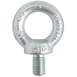 KeyMet Pack of 2 Eye Bolts M16 DIN 580 C15 Galvanised Round Head Silver Ring Bolt Eye Bolt Steel Carbon Steel Class C M16 63 mm 34 mm 66 mm 27 mm 700 kg 5600 kg