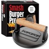 Pisol Smash Burger Press, Pre-Seasoned Cast Iron Hamburger Smasher, 2
