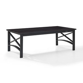 HomeStock Island Oasis Outdoor Metal Coffee Table, Oiled Bronze Finish, 26.5"D x 49.75"W x 17.75"H, Slatted Table Top, Easy Assembly, Sturdy Steel Construction, Modern Lawn or Patio/Porch Coffee Table