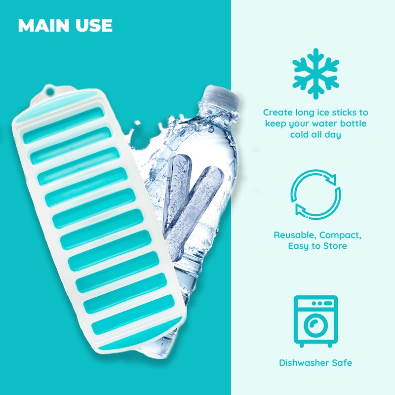 Jacent Resusable Silicone and Plastic Water Bottle Ice Cube Stick