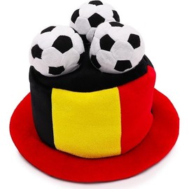 Toyland® Novelty Football Fan Top Hat with Belgium Flag and 3D Football Balls - Perfect for European Championships/World Cups/Football Parties and Belgium Celebrations - 8 Countries Available
