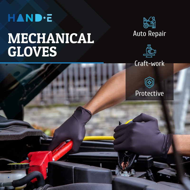 Hand-E Touch Disposable Black Nitrile Gloves X Small 100 Count