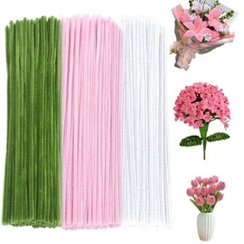 300 limpiapipas gruesos de chenilla, suministros de manualidades, 3 colores pastel variados, para proyectos de arte y manualidades, decoraciones creativas de bricolaje (color lirio)