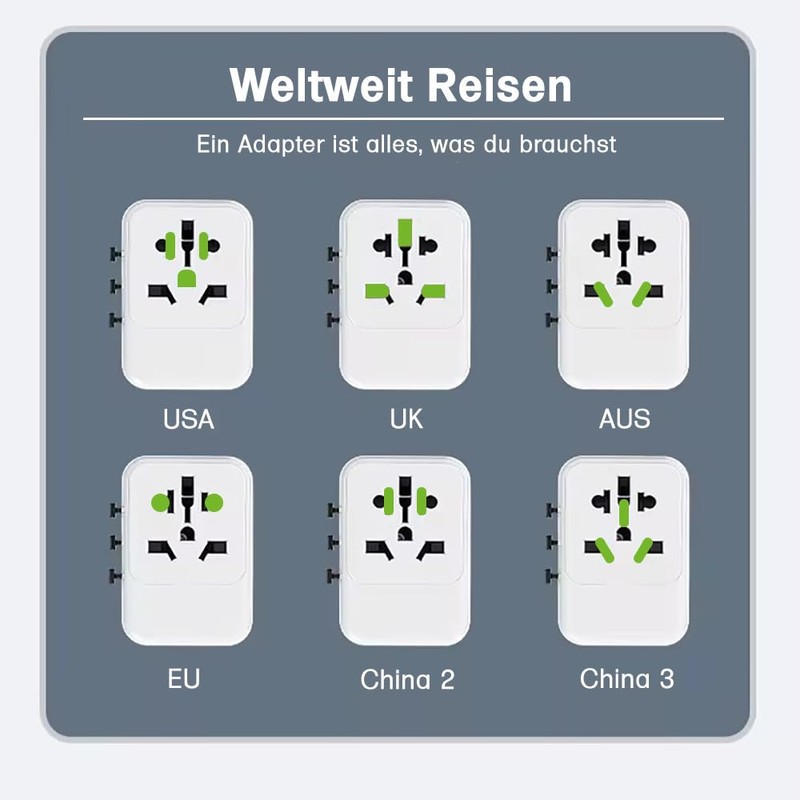 Offgridtec Universal Travel Adapter Worldwide 2X USB-A and 2X USB-C