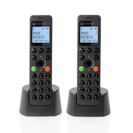 Motorola - DOT2 SERIES Twin Pack Digital Cordless Phone with Answering Machine, Hands-free Speakerphone, Call Blocking, Caller ID, Up to100 Name and Number Phonebook, Black