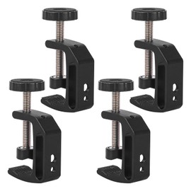 Biugaaufai 4 Pack Universal C-Clamp, Small C-Clamps with 1/4 and 3/8 Thread Hole, Adjustable Aluminum C Clamp for Desktop Mount Holder, Carts, Benches