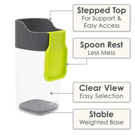 Kitchen Utensil Holder Storage Pot Kitchen Tools Organiser with Spoon Rest and Weight Base BPA Free Clear View Kitchen Accessory Crock for Countertop (Grey/Green)