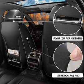 IKABEVEM Seat Covers Fit for Toyota Venza 2009-2020 2 Front Seat Covers Breathable 3D Lumbar Support Faux Leather Protector Car Seat Covers (Black& Grey)