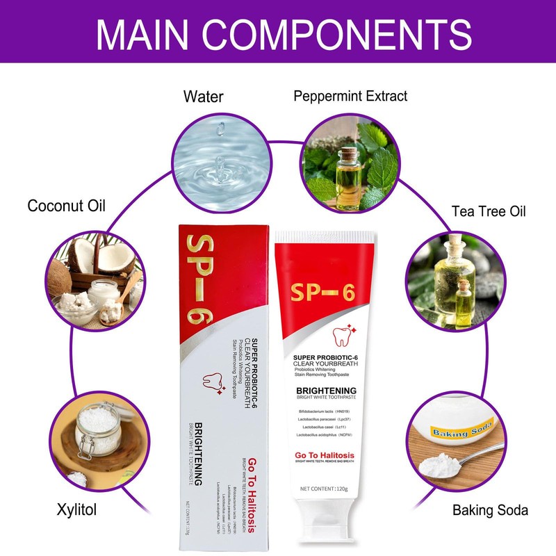 SP-6 Probiotics Whitening Toothpaste, with Probiotics Deep Cleaning Oral Care
