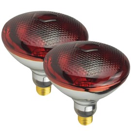 BONGBADA 2 Pack Heat Lamp Infrared Bulbs PAR38 Glass Lamp Bulb for Food Service, Brooder Bulb, Chicks, Pet, Bathroom, Light Therapy Use E26 Base, Flood Light Heat Lamp Bulb. (Red, 250W)