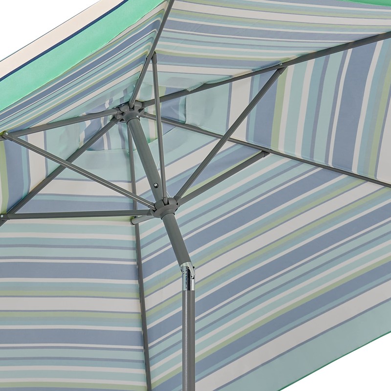 CorLiving 10ft Round Tilting Green and White Patio Umbrella