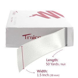 TRAICO Pure White 1.5" 50 Yards Double Face Satin Ribbon for Flower Bouquets Wedding Décor DIY Crafts