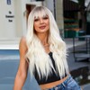 Gradient Blonde Brown Long Curly Wig Women Heat Resistant Synthetic