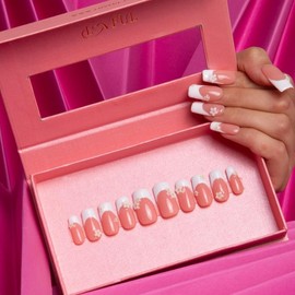 Lovful 10PCS Square Regular Length 1" Link 1 Salon Quality Handmade Acrylic Press on Nails, Dreamy and Dewy Collection - Specification: H271_SR_WY, Size: S