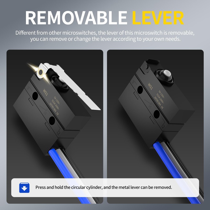 Joinfworld Waterproof Micro Limit Switch with Hinge Lever 6A 12V