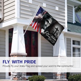 Anley Fly Breeze 3x5 Foot One Nation Under God Flag - Vivid Color and Fade proof - Canvas Header and Double Stitched - Good Friday Christian Jesus American Flags Polyester with Brass Grommets 3 X 5 Ft