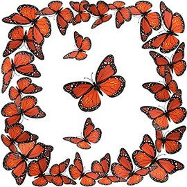 Monarch Butterfly Decoration Fake Butterflies for Crafts Artificial Butterfly Wall Christmas Tree Decor(90 Pieces,4.72 Inch)