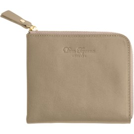 Dom Teporna L-Shaped Zipper Wallet, Women's, Men's, Thin, Mini Wallet, Small Wallet, L-Shaped Wallet, Slim, Compact, Coin Purse, Coin Case, Genuine Leather, Italian Leather, Greige