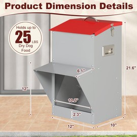 CRUDATE Automatic Dog Feeder with Handle, 25 Lbs Large Capacity Gravity Dog Food Dispenser for Outdoor & Indoor Use, Pet Food Station for Medium and Large Breeds (12'' L X 10'' W X 21.6'' H)