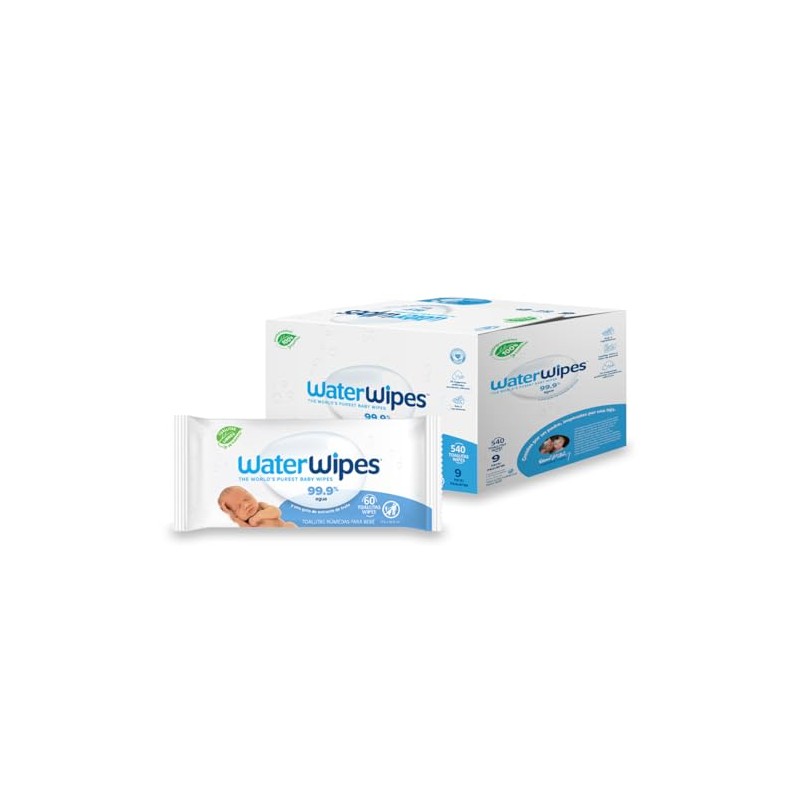 WATERWIPES, Toallitas Húmedas Originales para Bebés, Limpieza y Comodidad, Hipoalergénicas,