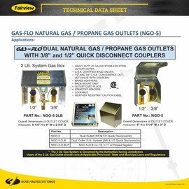 NGO-5 2LBDual Gas Outlet Box ½ and 3/8 Quick disconnects