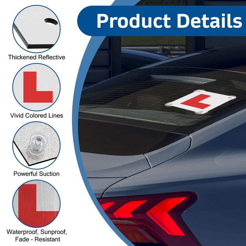 2 Pack Magnetic L Plates for Car, Fully Magnetic Learner