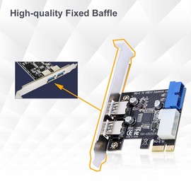 PCI-E a USB 3.0 Tarjeta PCI Express de 2 Puertos, Adaptador de Tarjeta de Expansión con Interfaz de Conector, 19PIN Frontal para Computadoras de Escritorio