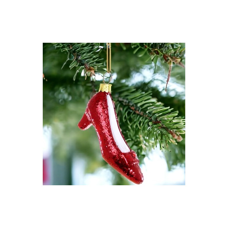 Cody Foster & Co Sparkling Ruby Red Slipper Ornament, Glitter