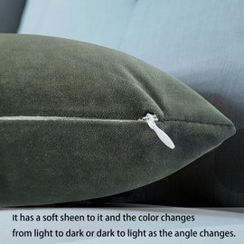 Aitliving Pack of 2 Cotton Velvet Decorative Velvet Lumbar Accent Throw Pillowcase, Olive Green 12x20 Soft Solid Classic Both Sides Rectangle Bolster Cushion Pillow Covers for Sofa Couch Bedroom Car