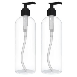 BRIGHTFROM - Botellas vacías para bomba de loción, recipientes de plástico recargables sin BPA de 16 onzas, PETE1 transparente, ideal para jabón, champú, lociones, jabón corporal líquido, cremas y